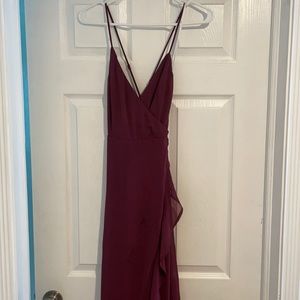 Plum lace up high-low maxi